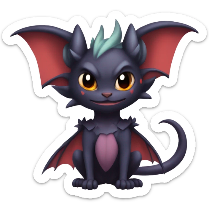  Kawaii Edgy Cool Vampiric Beautiful Noivern-Nargacuga-Litten with big Bat Ears full body sticker