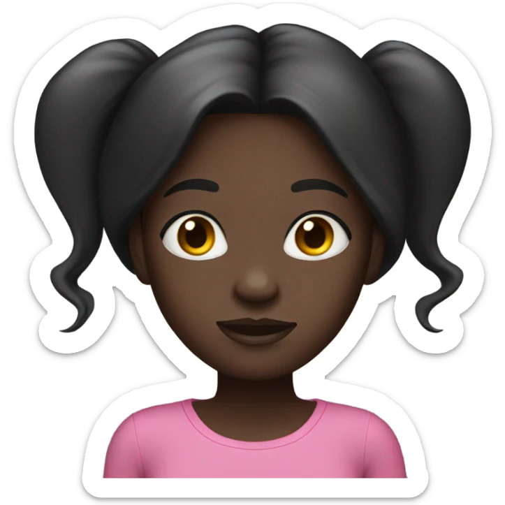 darkskin girl with black straight long hair and pink top sticker