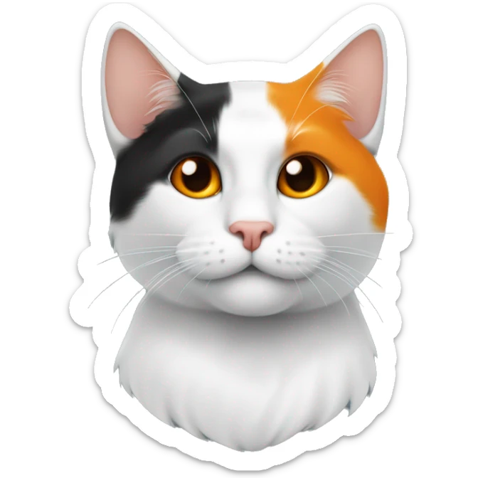Weiße Katze mit einem schwarz und Orangen Ohr auf der rechten Seite und einem schwarz und Orangen Schwanz mit gelben Augen  sticker