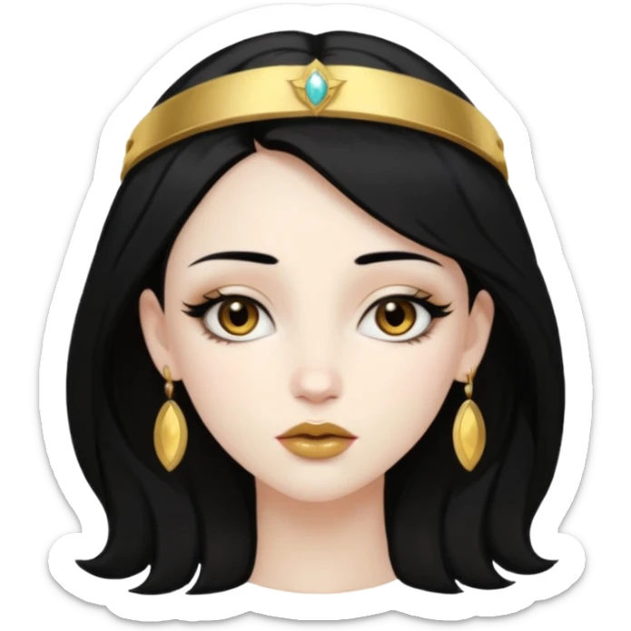 Rosalia (the singer) virgin. (Use lux album cover as reference). Hais black hair with a bleached halo band  in hair and gold lips. sticker