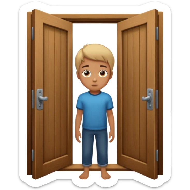 Sartaroshxonaga kirib kelayotgan o'smirin bola u eshikni ochayapti rakurs ichkaridan g'ira shira  sticker