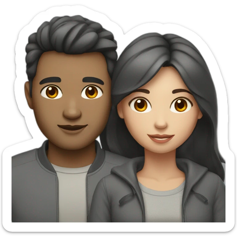 men and women with dark hair and Light skin  with a gray british cat sticker