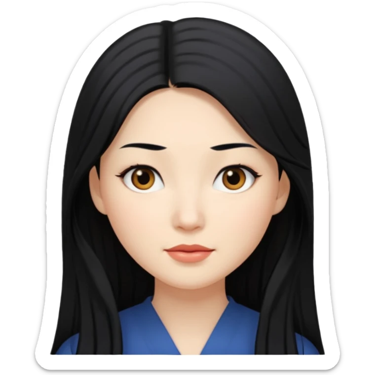 Que sea una mujer blanca pelo negro y largo y medio achinada sticker