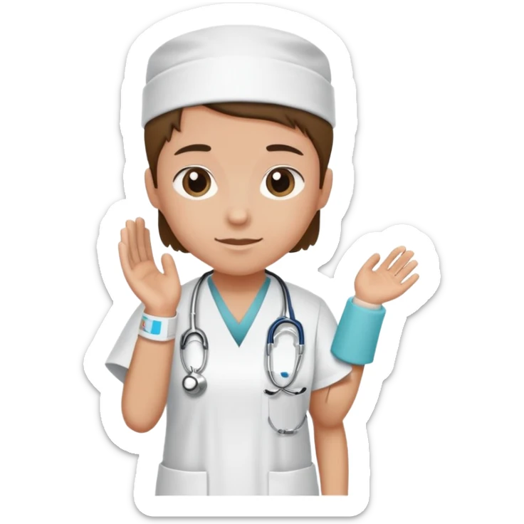 patient in a hospital gown with a medical wristband sticker