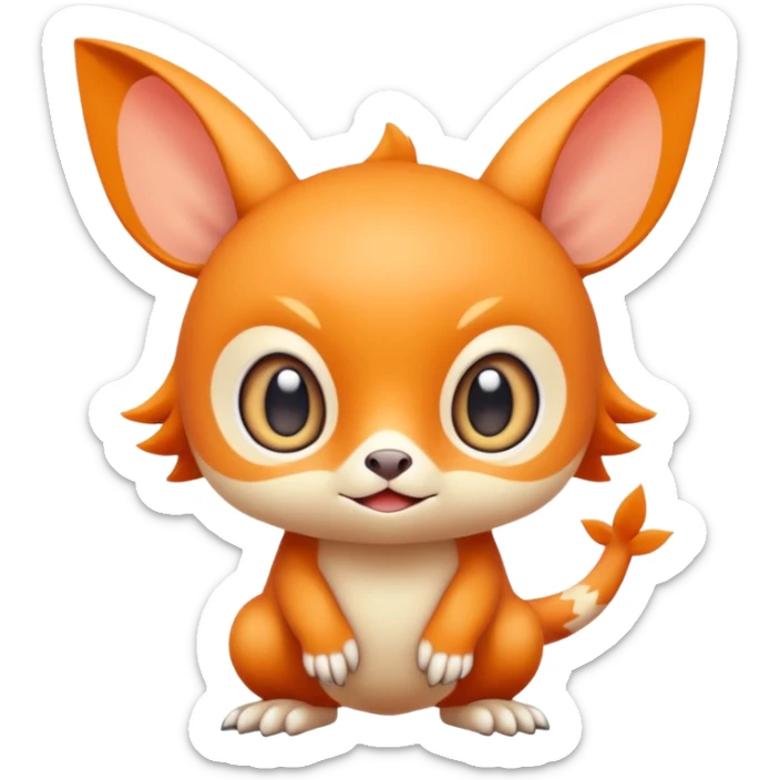 Cartoonic Cute Funny Silly Childish Anime Fakémon-Fantasy-creature (full body) sticker