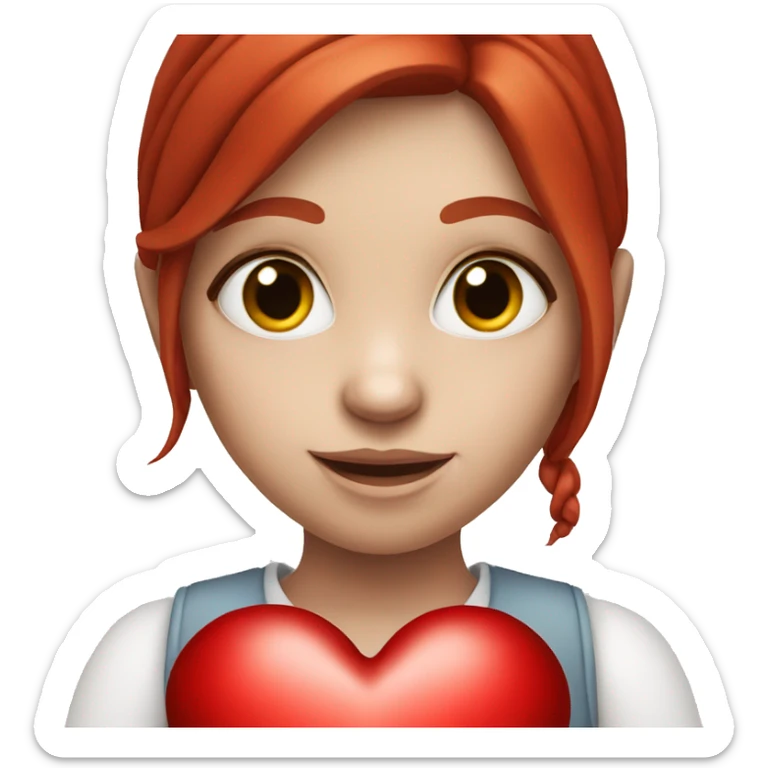 white red haired & eyed girl holding a heart sticker