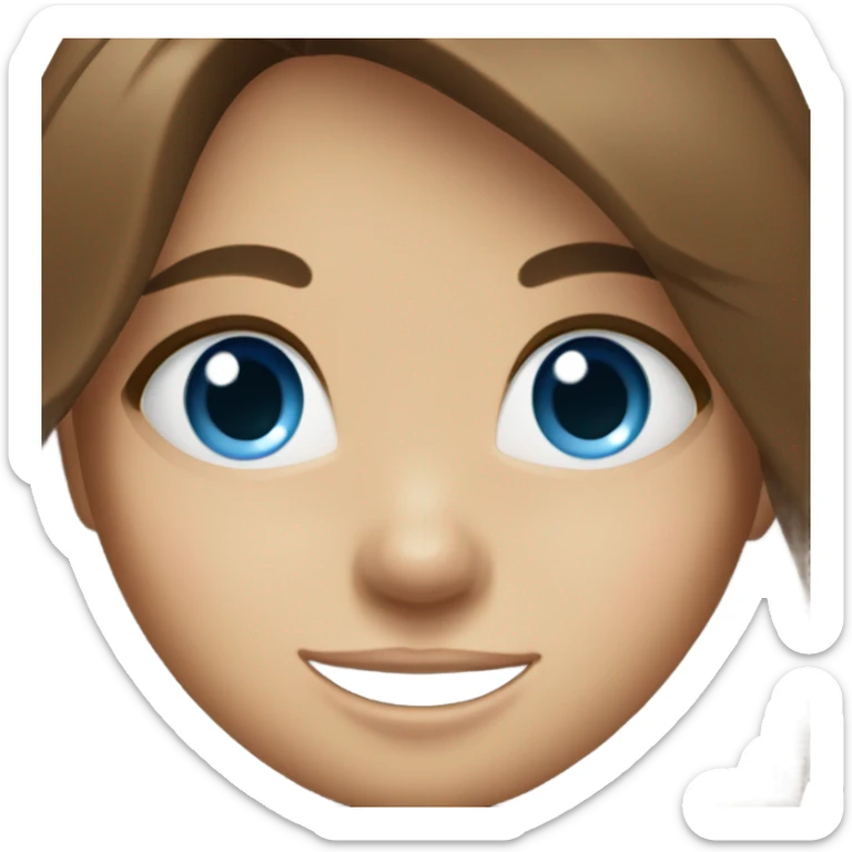 Girl with brown hair and blue eyes giggling sticker