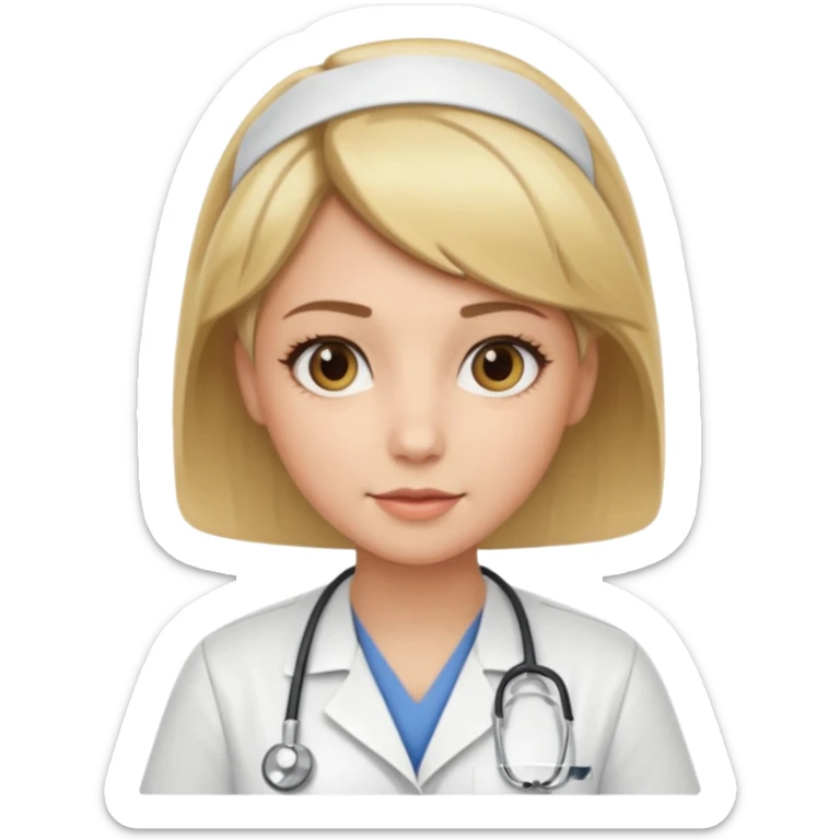 Hot nurse blonde wild short hair, Brown-blonde highlights 
 sticker