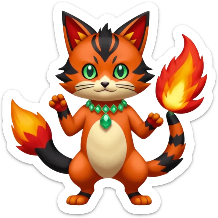 Sprigatito-Litten-Torracat-Meowscarada-Pokémon-Fakémon-animal-fusion (full body) sticker