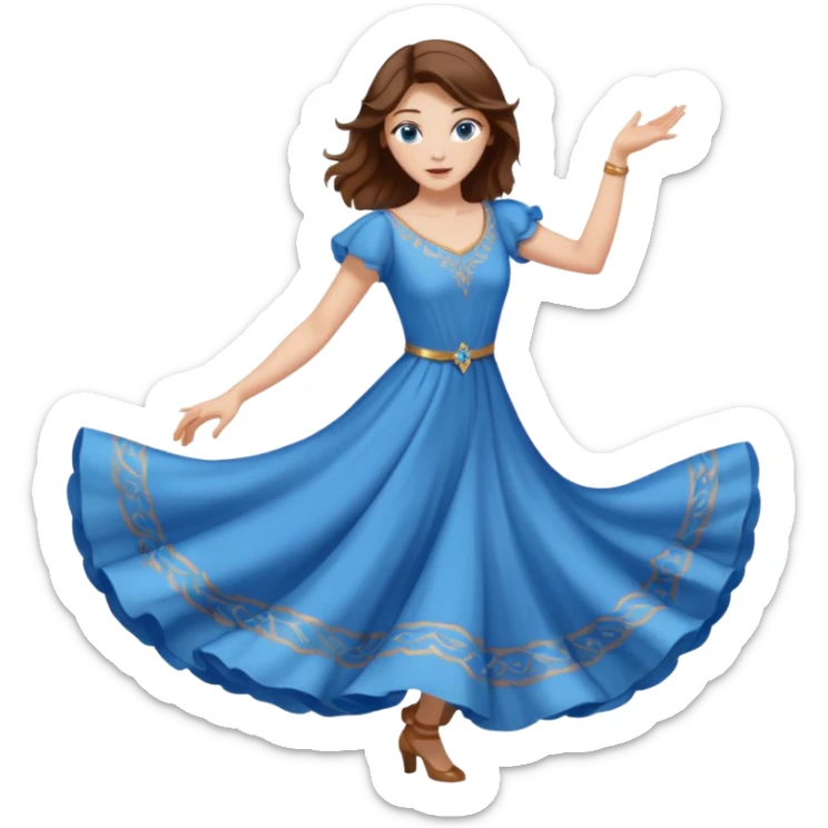 Eine weibliche Person die tanzt  mit blauen Augen und braunen Haaren sticker