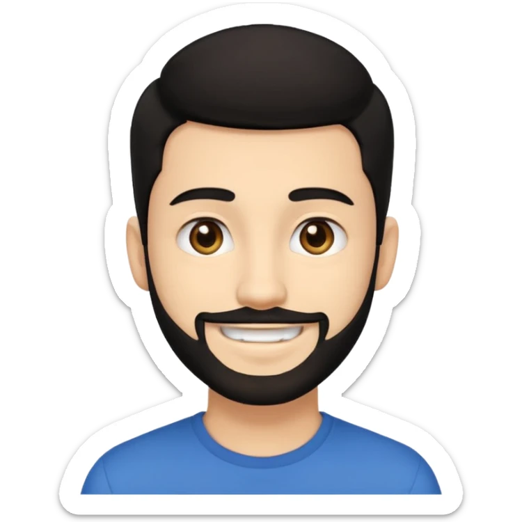 ein junge 20 jahre bisschen bart nur unten wenig und schwarze haare braune augen ein emoji boy  sticker