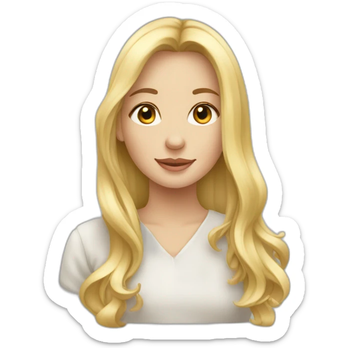 Fille blonde qui fait un câlin à un cheval blanc  sticker