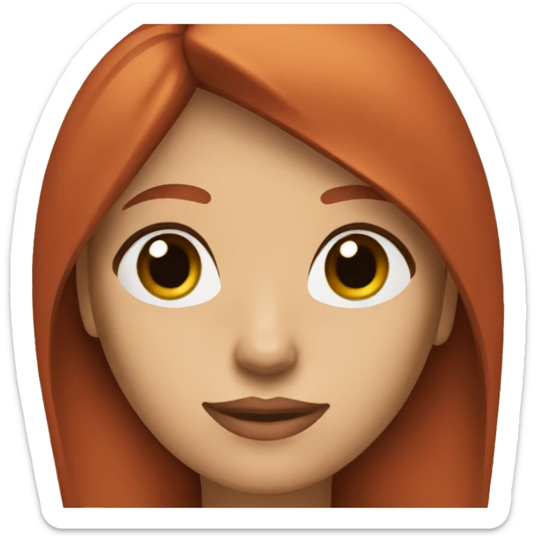 a woman withdark green eyes and straight shoulder length red hair sticker