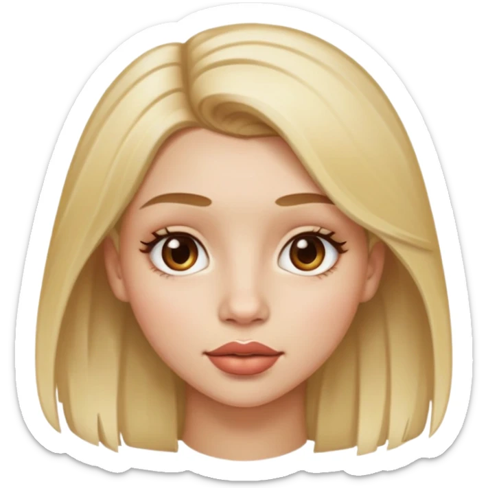 girl with hazel eyes, medium sized nose, big lips, light skin, blonde hair with light brown roots  sticker