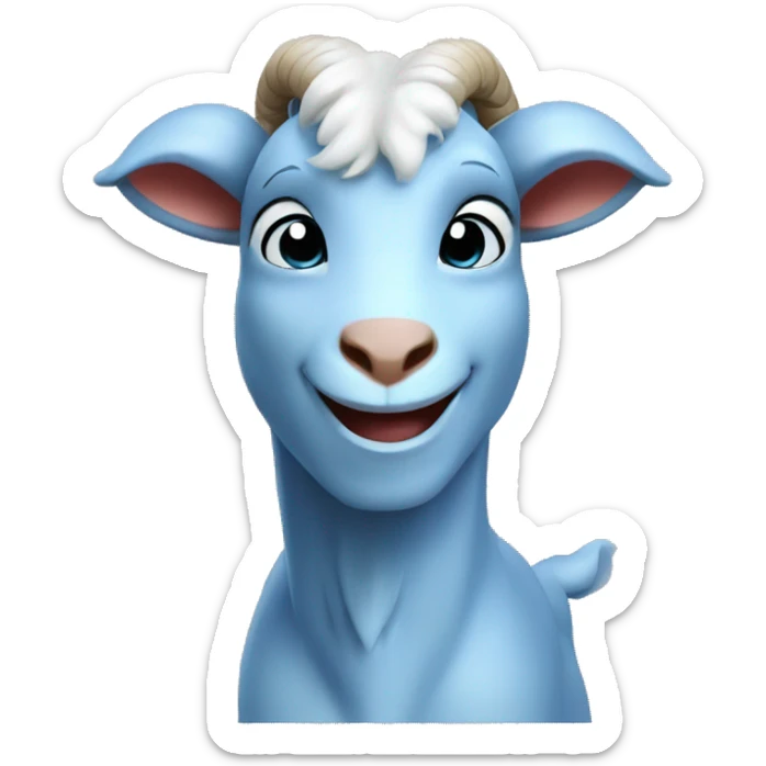 Blue goat whole body pretty smiling excited blue eyes female add superman with reddish hair sticker