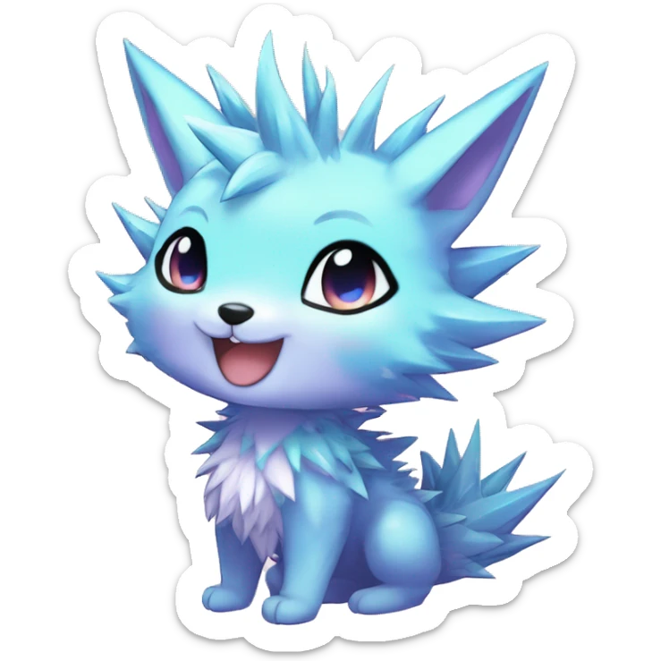 Anthro Scalie Spiky Cool Edgy Magical Petite Shiny Colorful Pastel Glitter Sparkle Anime Chibi Fantasy-Animal-Fakémon-Pokémon-Hybrid Fur Sona Aesthetic Trending Style Full Body sticker