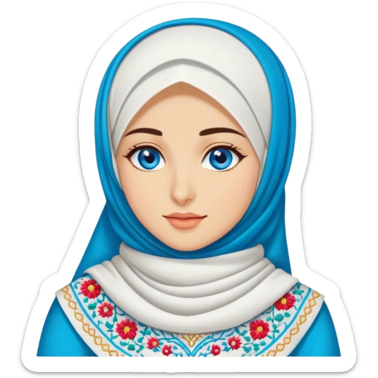 Turkish beautiful finish Konya girl blue eyes with hijab and cultural dress sticker