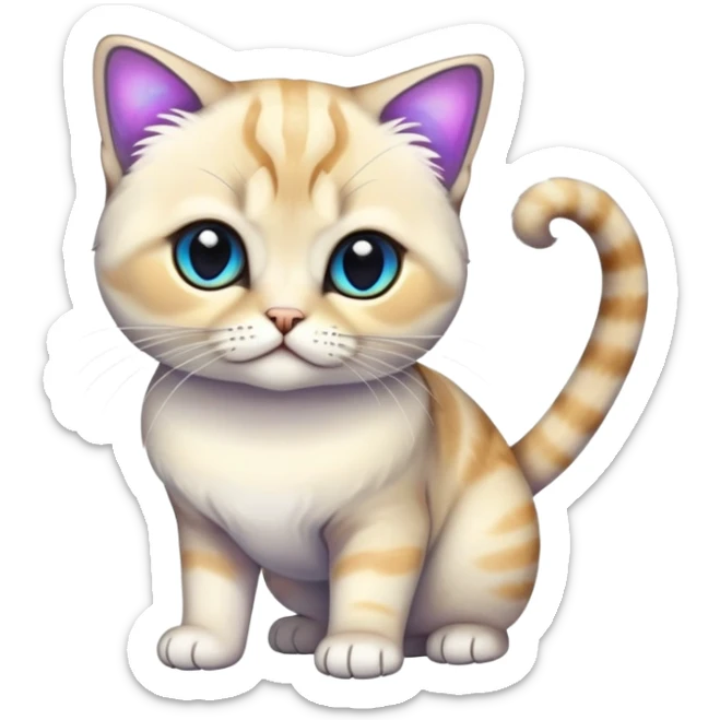 Colorful exotic iridescent tropical shiny Fantasy-Siamese-Scottish-Fold-feline-Fakémon-feline-hybrid (full body) sticker