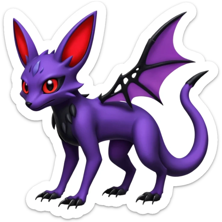 Gothic Edgy Badass Cool Noibat-Genesect-Umbreon-Salandit-Fakémon-hybrid-creature (full body)  sticker