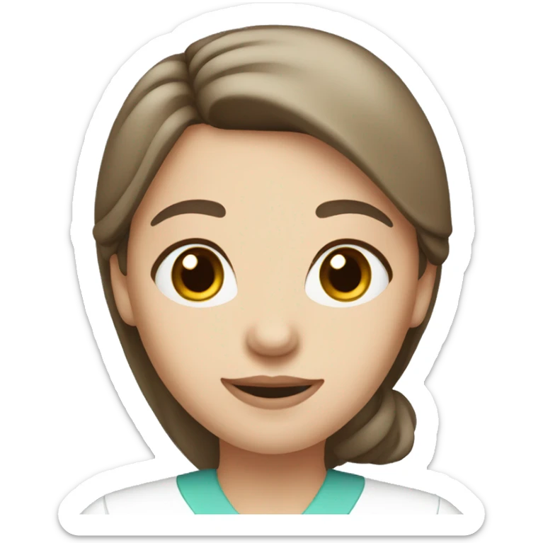 Female vet nurse with brown eyes brown hair and white skin sticker