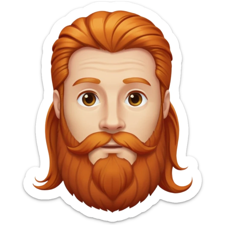 A head from the man who have long hair and long beard and he is a ginger or redhead sticker
