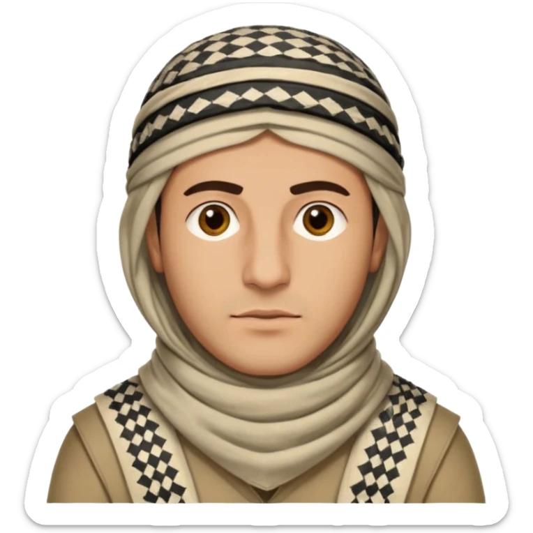 Portrait of a male Iraqi civilian with a neutral expression 1980 sticker