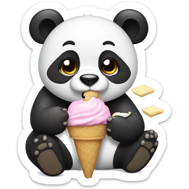 Panda eating ice cream sticker