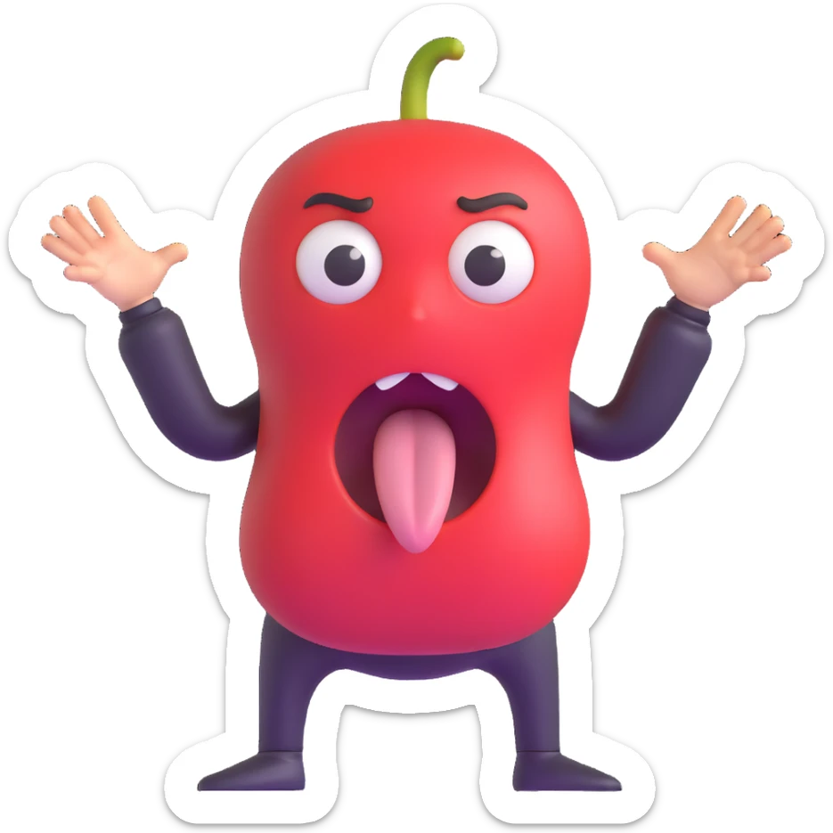 person clutching stomach, eyes wide, tongue out, showing extreme hunger sticker