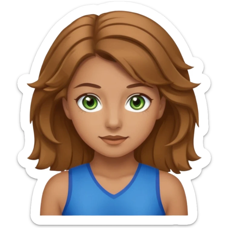 Im low-key kinda tan I have greenish blue hazel eyes I have light brown hair and I a cheerleader sticker