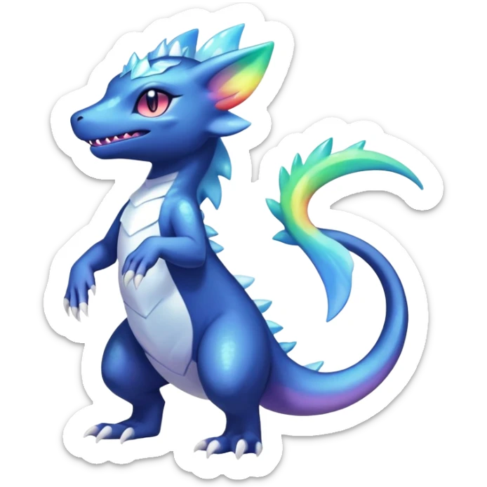 Rainbow crystalic Shiny pastel Salandit-Meowstic-Noibat-Fakémon-hybrid-creature (full body)  sticker