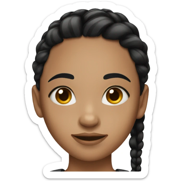 girl with black haired braids sticker