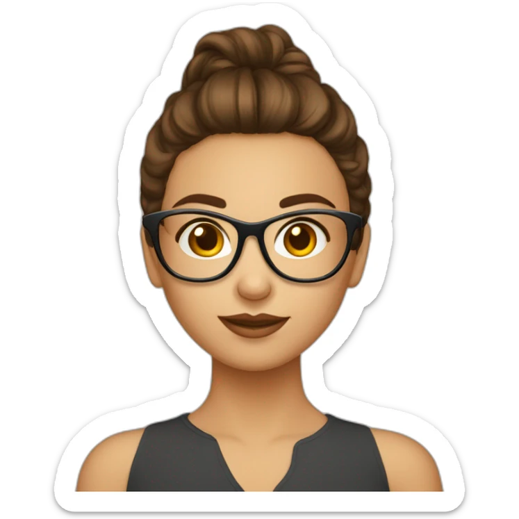 Fille a lunettes cheveux lisses brun mi-court sticker