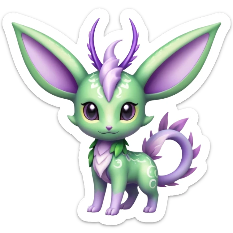 Shiny Exotic Cute Adorable Majestic Ethereal Sparkly Flygon-Espeon-Leafeon-Shaymin-Hybrid-Creature with pattern-markings sticker