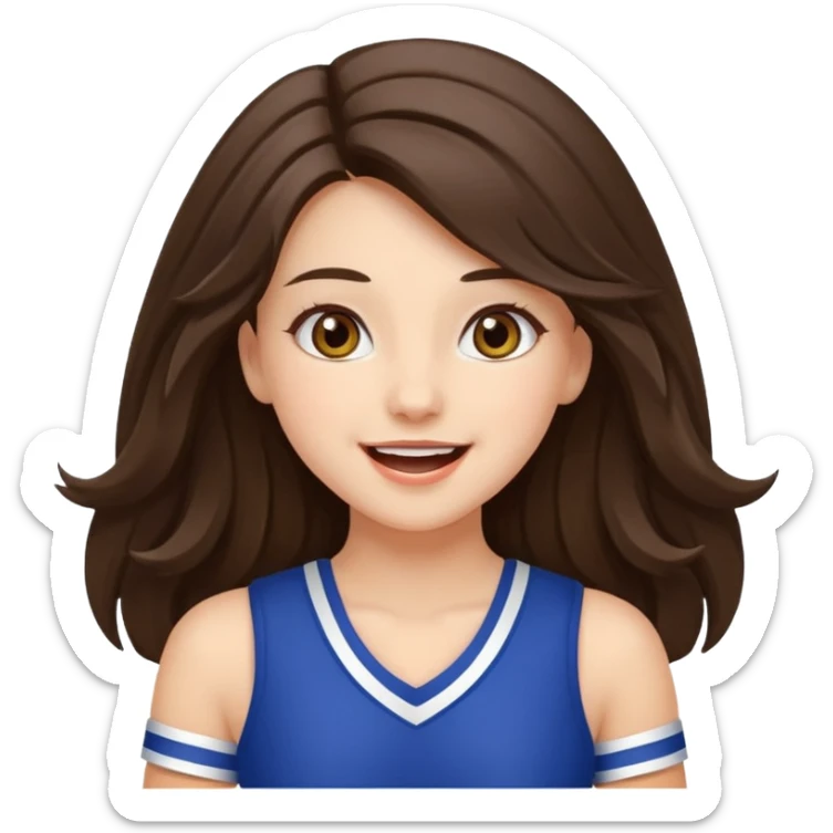happy long haired brunette girl hazel eyes cheerleader cheering sticker