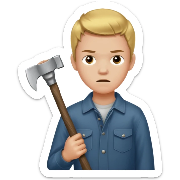 13 y/o Brian robeson at the beginning of Hatchet
struggling with his parents' recent divorce and harboring . He is angry, self-pitying
He is carrying a hatchet
He is in a single-engine plane with a pilot who soon suffers a heart attack, leaving Brian to navigate the crash and his new, harsh reality. sticker