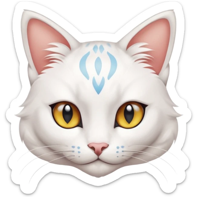White beautiful elegant slim pretty realistic elegant feline-Pokémon-Fakémon-creature with heterochromia with tufted ears sticker