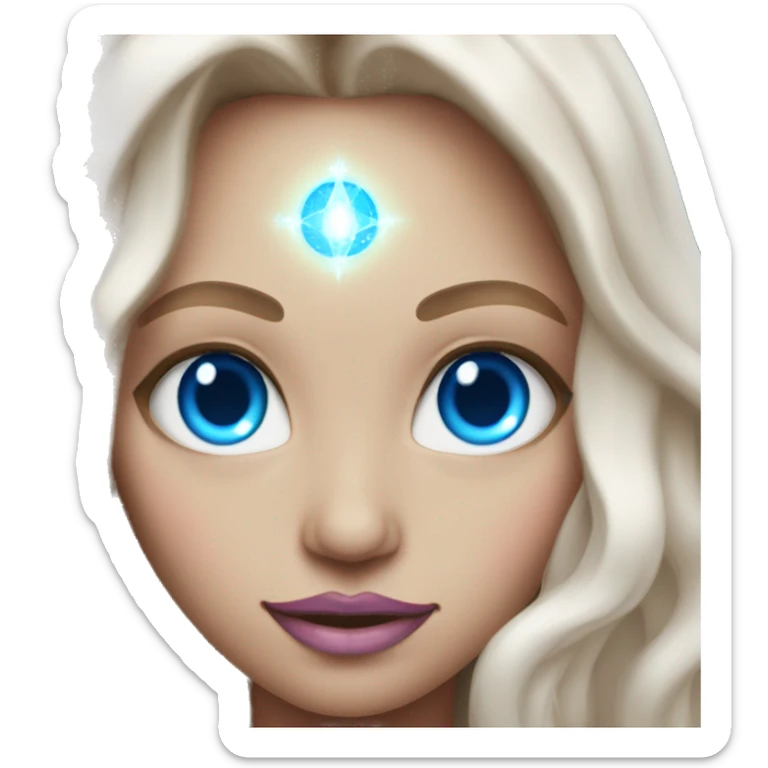 magical diva with pink andromedan skin long hair and blue eyes glowing third eye sticker