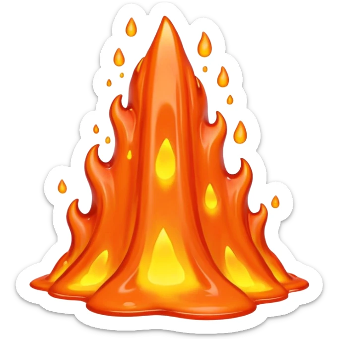 create an emoji of a little lava flow, no face just the lava, no volcano, something like a stain sticker