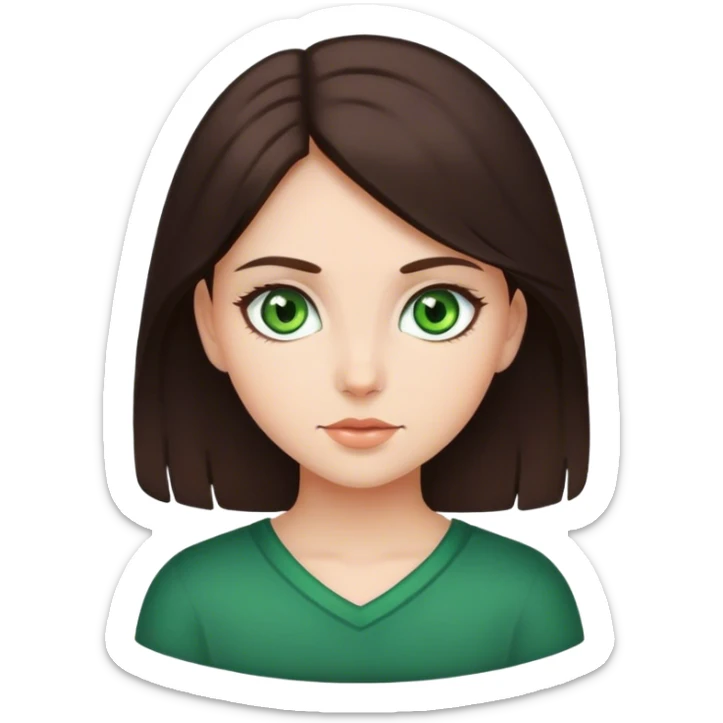 A girl with dark brown hair and green eyes  sticker