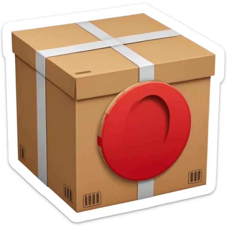 simbolo de prohibido y que esté tachando una caja de cartón de un paquete enviado sticker