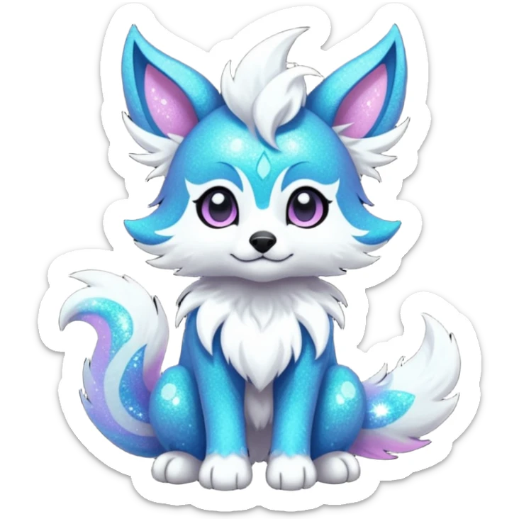 Cool cute Kawaii edgy fantasy animal sparkle fursona Fionbri creature by griffsnuff & LiLaiRa & Falvie full body sticker