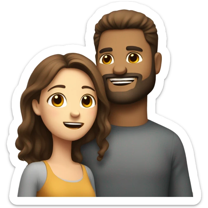 Stocky Guy with beard telling pretty girl with brown hair he loves her sticker