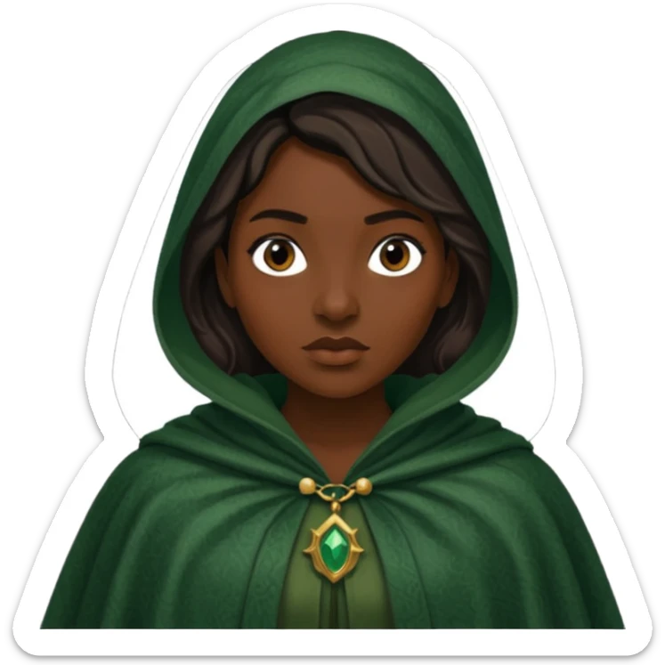 woman waring dark green cloak like in the traitors tv show sticker
