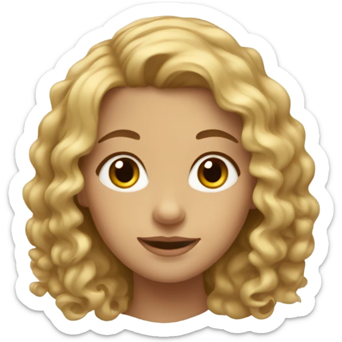 A blonde girl with brown eyes and gold brown curly hair  sticker