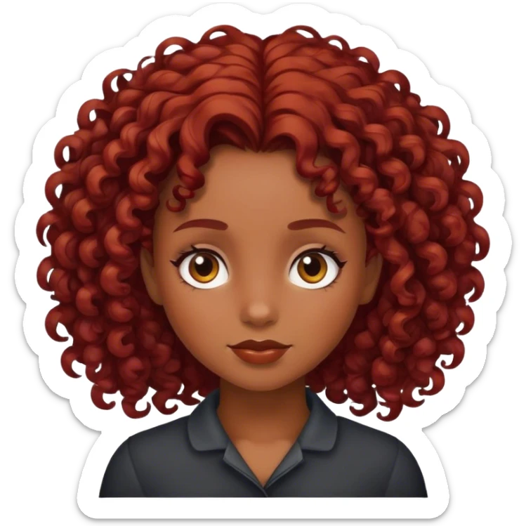 girl with brown skin and curly dark red hair sticker