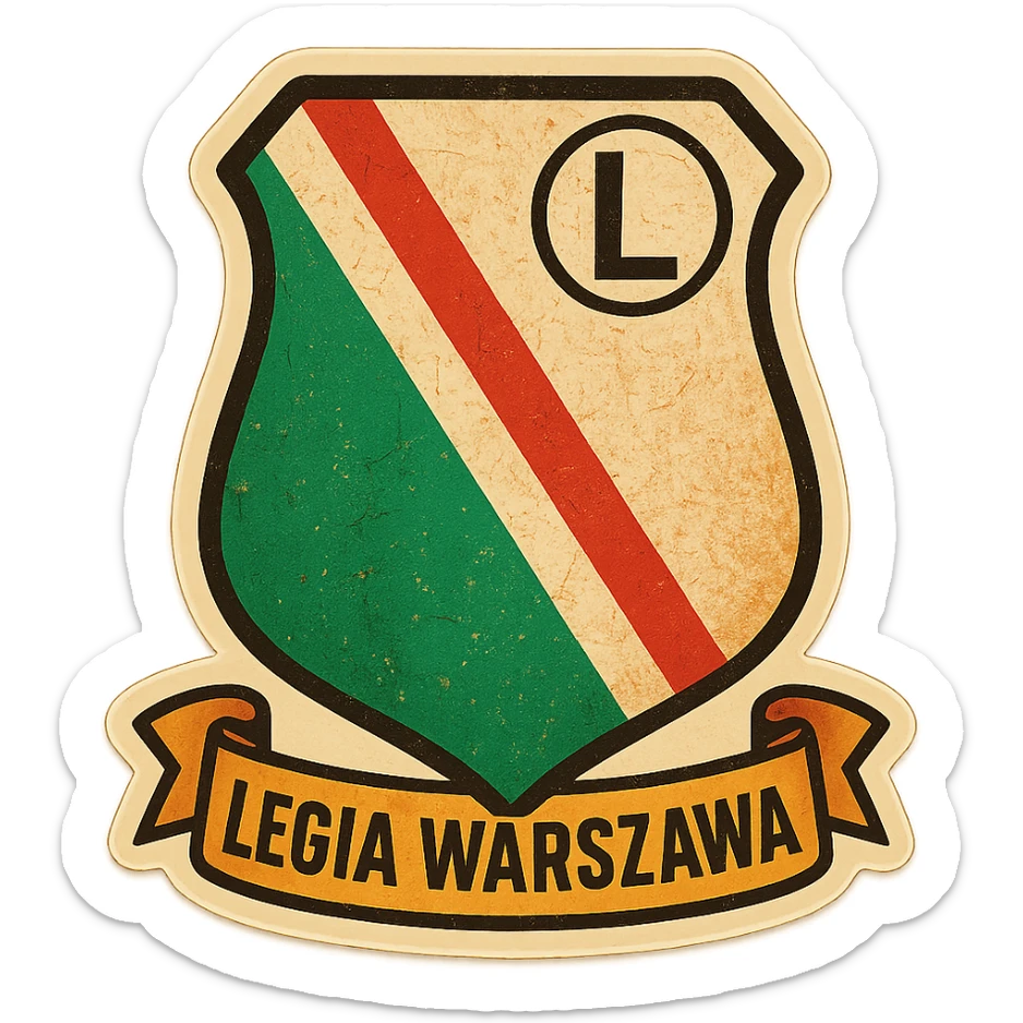 retro style coat of arms of Legia Warszawa with aging effect sticker
