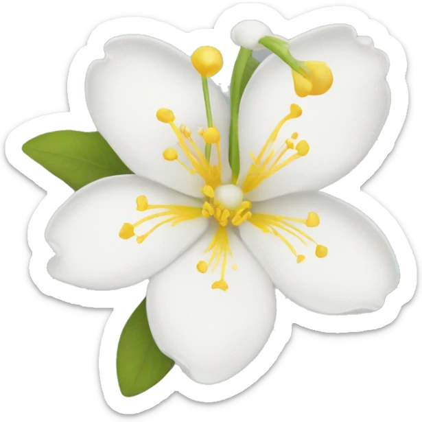  Jasmine flowers white petals and yellow center of stamens. sticker