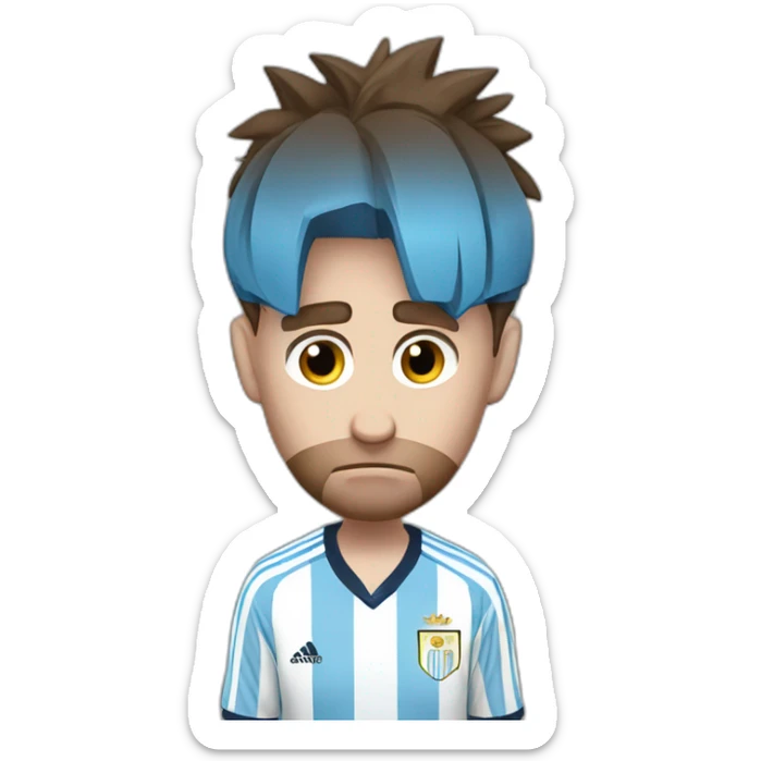 Messi With a look of sadness and loneliness in the clothes of the Argentine national team sticker