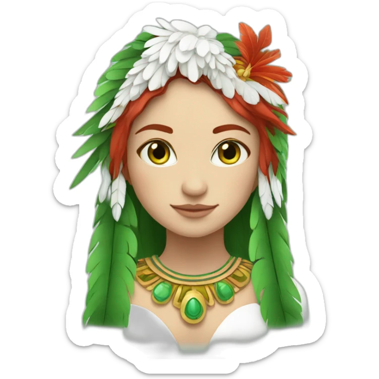 quetzalcuoatl red head green eyes white skin girl sticker