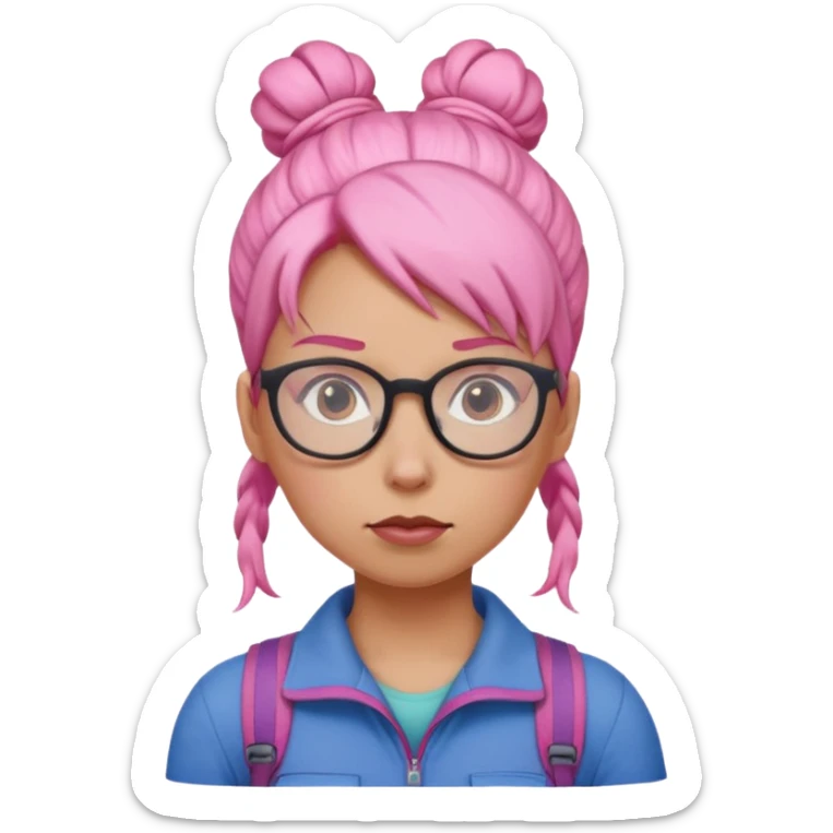 climber woman with pink bun hair and glassess sticker